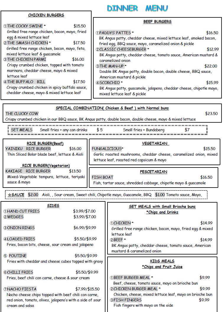 Order Online – MENU – Paddy's Patties